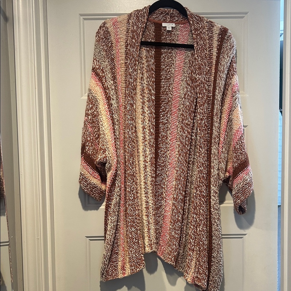 J. Jill Brown and Pink Striped Cardigan